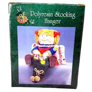 Ragdoll Angel Polyresin Stocking Hanger 5" Christmas Mantel Holder with Box New
